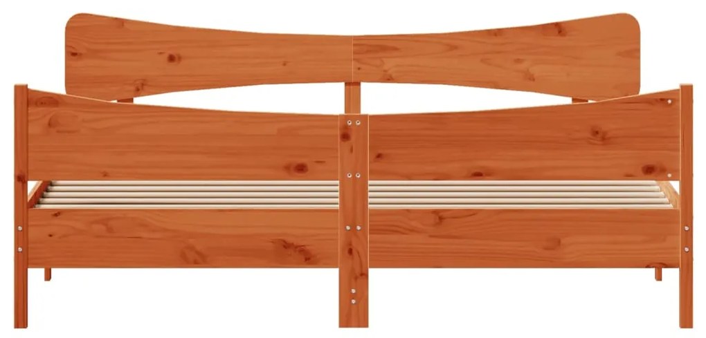 Cama sem colchão 200x200 cm pinho maciço castanho-mel