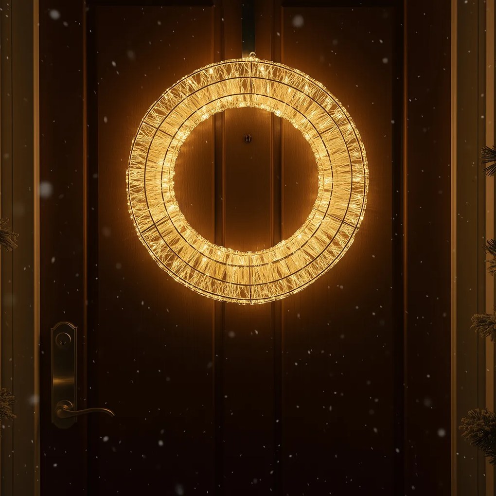 Luz pendente de Natal Coroa de flores Prateado 45cm incl. LED IP44 - Nawa