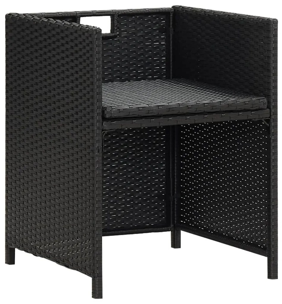 Cadeiras de jantar p/ jardim com almofadões 4 pcs vime PE preto