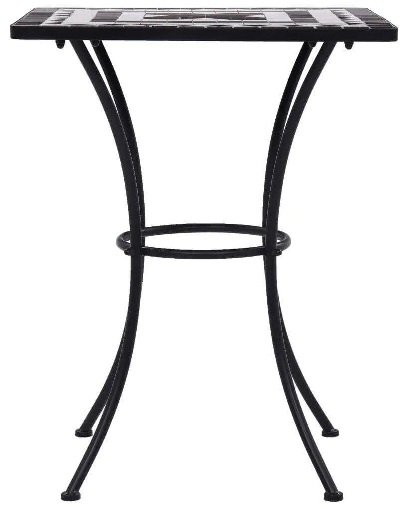 Mesa bistrô em mosaico 60 cm cerâmica preto e branco
