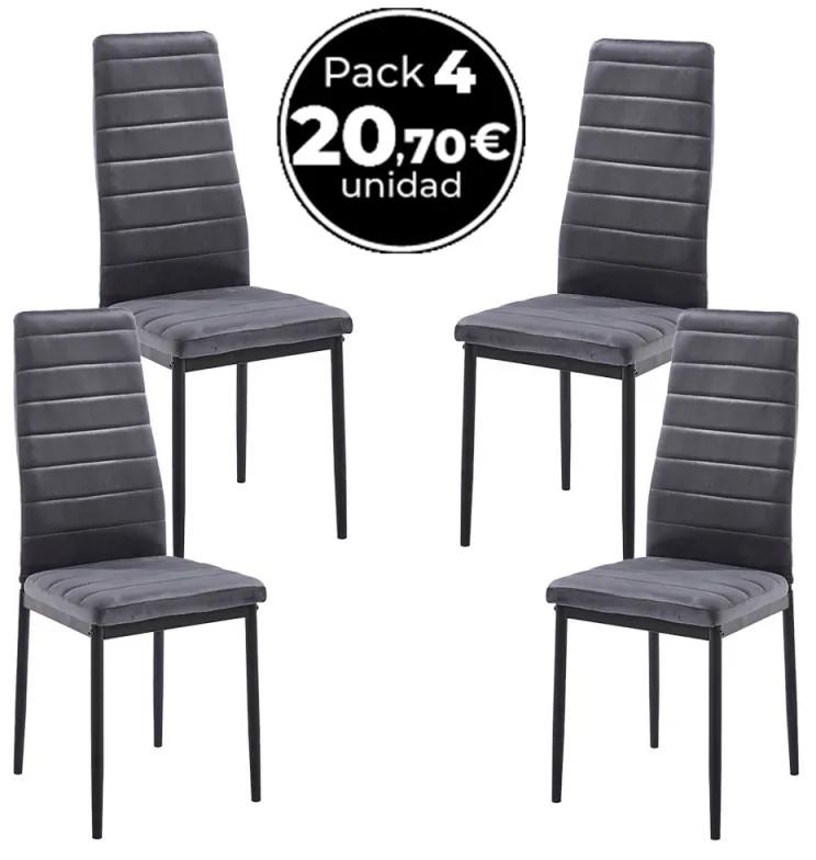 Pack 4 Cadeiras Lauter Veludo - Cinza escuro