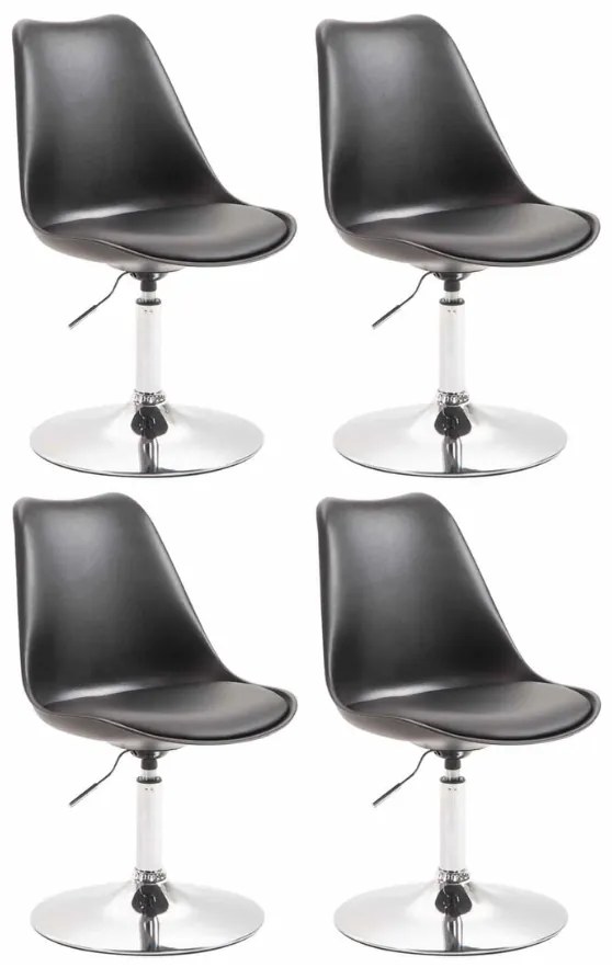 Conjunto de 4 cadeiras de sala de jantar Maverick em plástico com estrutura cromada 76-81 x 48 x 57 cm Preto