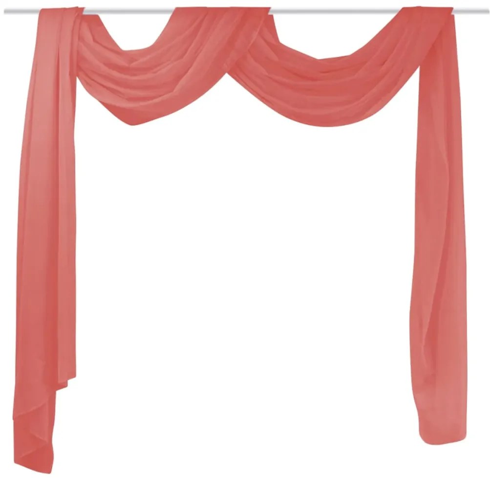 vidaXL Cortinas em voile 140x600 cm vermelho