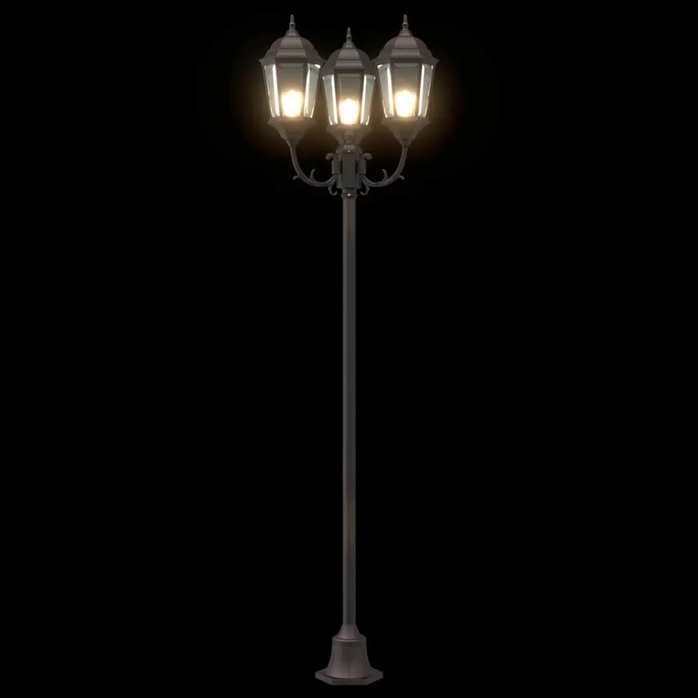 Poste de Luz de Jardim vidaXL 3-Lâmpadas E27 Bronze 220 cm Alumínio