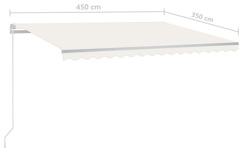 Toldo retrátil automático com postes 4,5x3,5 m cor creme