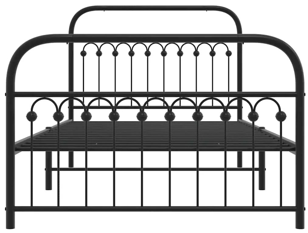 Estrutura de cama com cabeceira e pés 107x203 cm metal preto