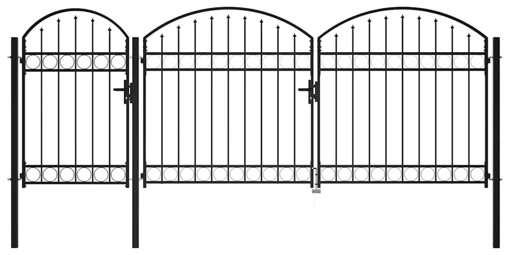 vidaXL Portão de Jardim Preto 175 x 400 cm Aço