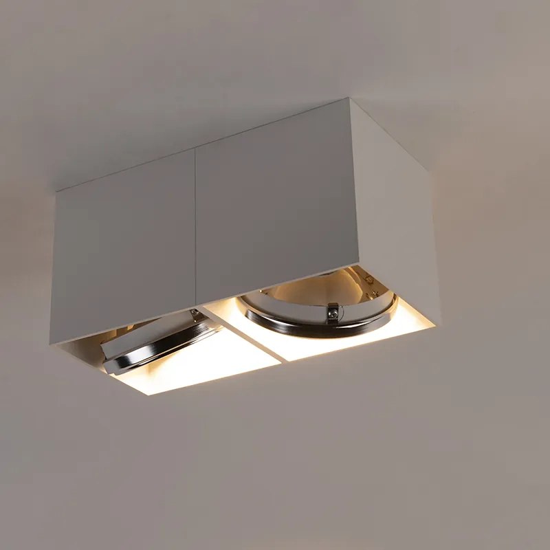 Foco de design branco retangular 2 luzes - Box Design,Industrial,Moderno