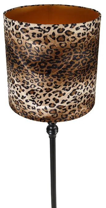 Candeeiro de pé preto abajur leopardo 40cm - CLASSICO Clássico / Antigo