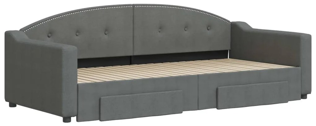Sofá-cama c/ gavetão e gavetas 90x200 cm tecido cinzento-escuro
