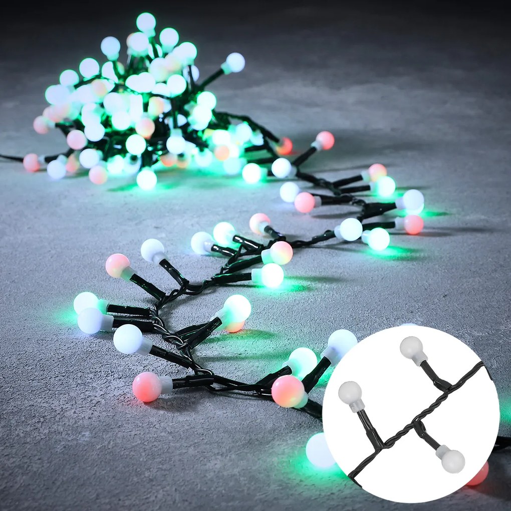 Cordão de luzes de Natal verde com 1000 LEDs multicoloridos 23m IP44 - Comet