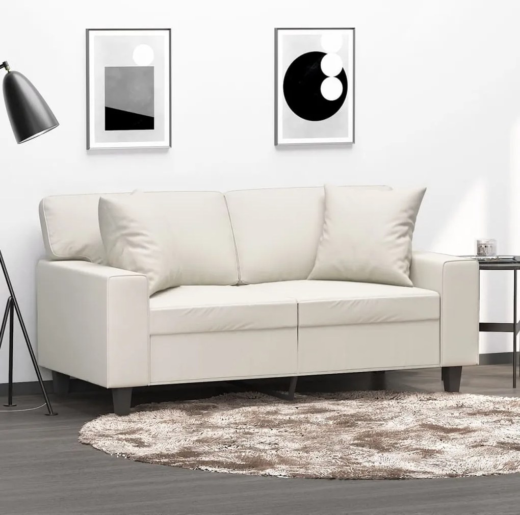 vidaXL Almofadas decorativas 2 pcs 40x40 cm couro artificial cor creme