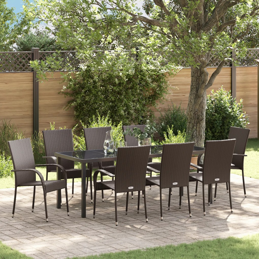 vidaXL Conjunto de Jantar de Jardim de 5 Peças - Rattan de Poliéster Castanho