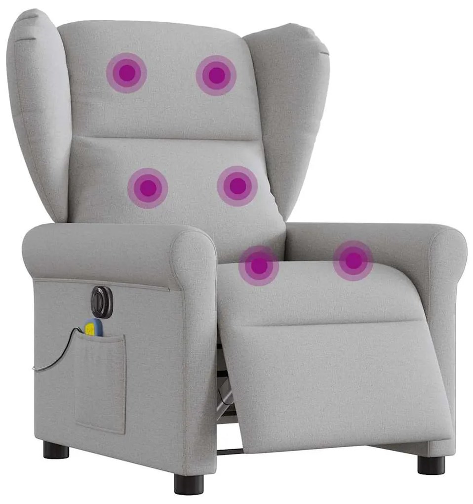 Poltrona massagens reclinável elétrica tecido cinzento-nublado