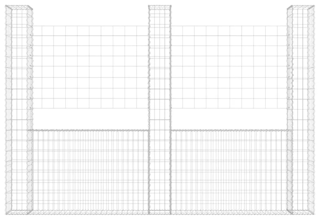Cesto gabião em forma de U c/ 3 postes 260x20x200 cm ferro