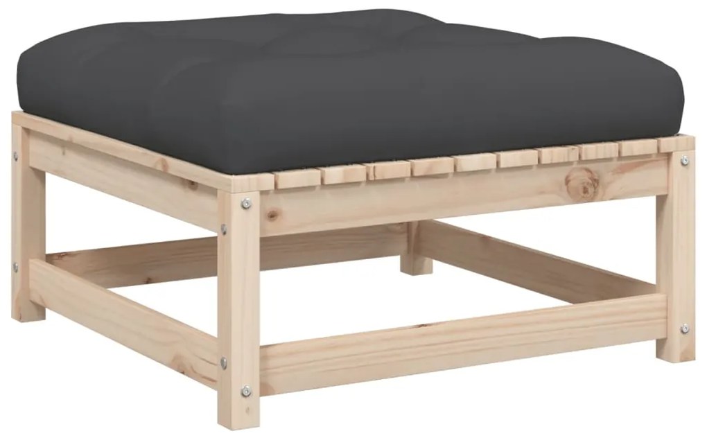 7 pcs conjunto sofás de jardim com almofadões pinho maciço