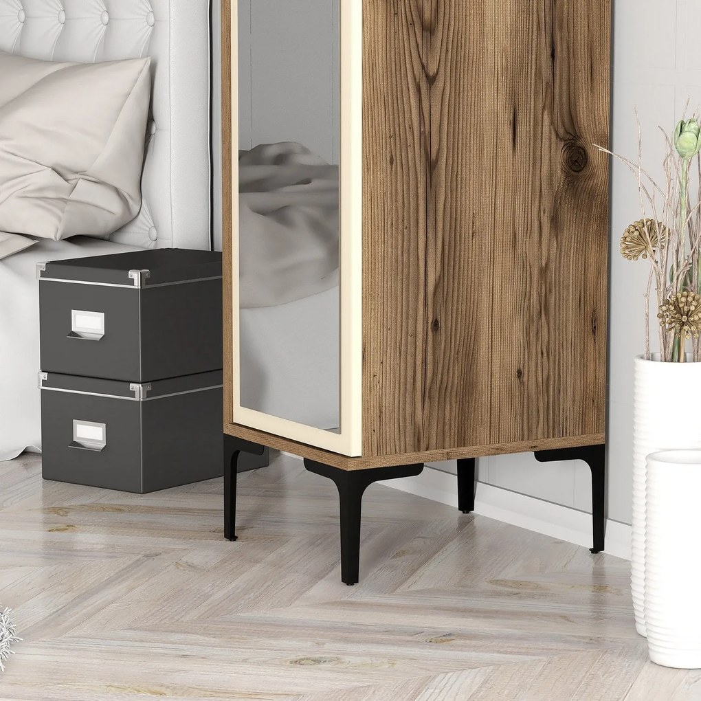 Guarda-roupa Kumsal R – Nogueira e Creme – 40x47,5x201,4 cm