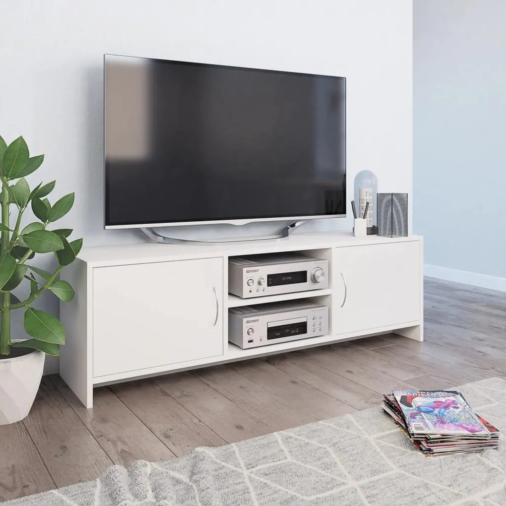 vidaXL Móvel de TV 120x30x37,5 cm contraplacado branco