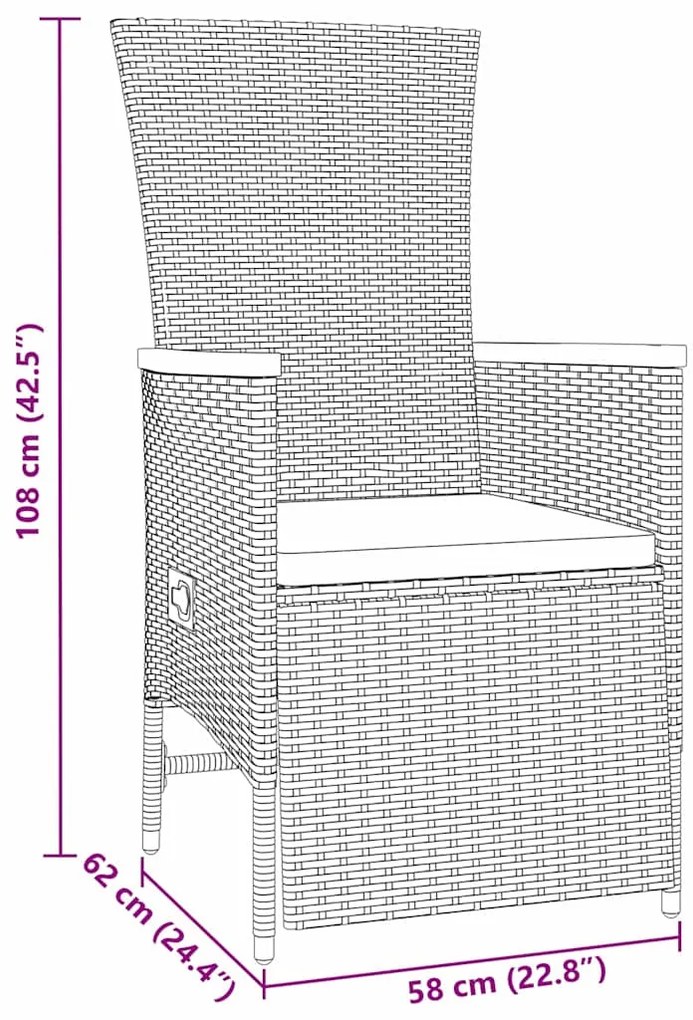 Cadeiras de Jardim Reclináveis com almofada 5 pcs