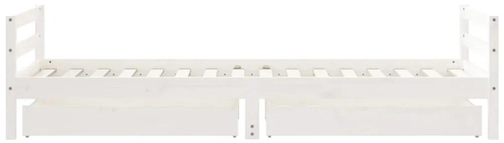 Estrutura cama infantil c/ gavetas 90x200cm pinho maciço branco