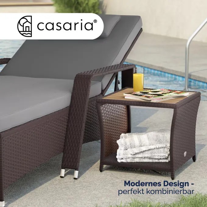 Mesa de apoio Jardim Polyrattan 45x45x40cm castanha