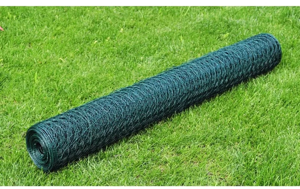 Cerca de arame galinheiro c/ revestimento em PVC 25x0,75m verde