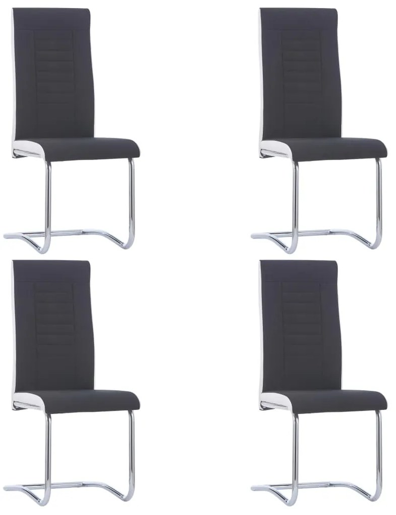 vidaXL Cadeiras de jantar cantilever 4 pcs tecido preto