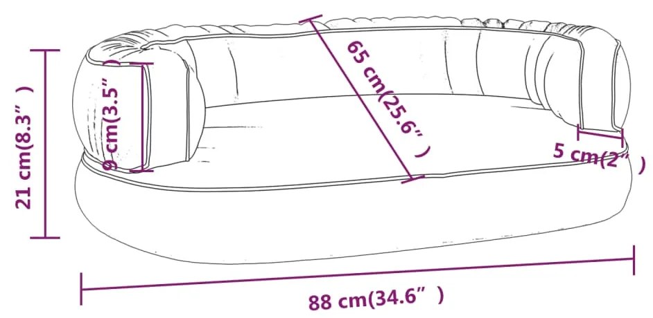 Cama p/ cães espuma ergonómico 88x65 cm couro artificial cinza