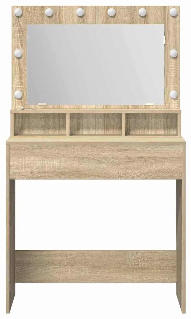 Mesa de Maquiagem vidaXL com Luzes LED em Carvalho Sonoma 79x41x135 cm