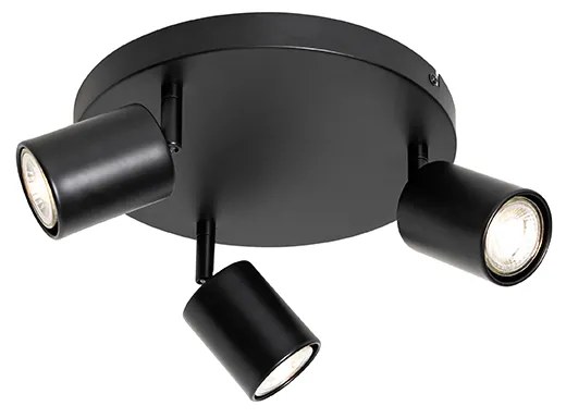 Candeeiro de teto moderno preto ajustável redondo 3 luzes - Java Moderno
