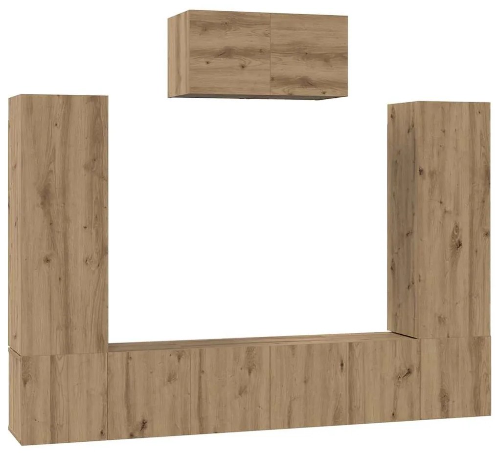 Conjunto de móvel de TV com prateleira 7 pcs carvalho artisiano