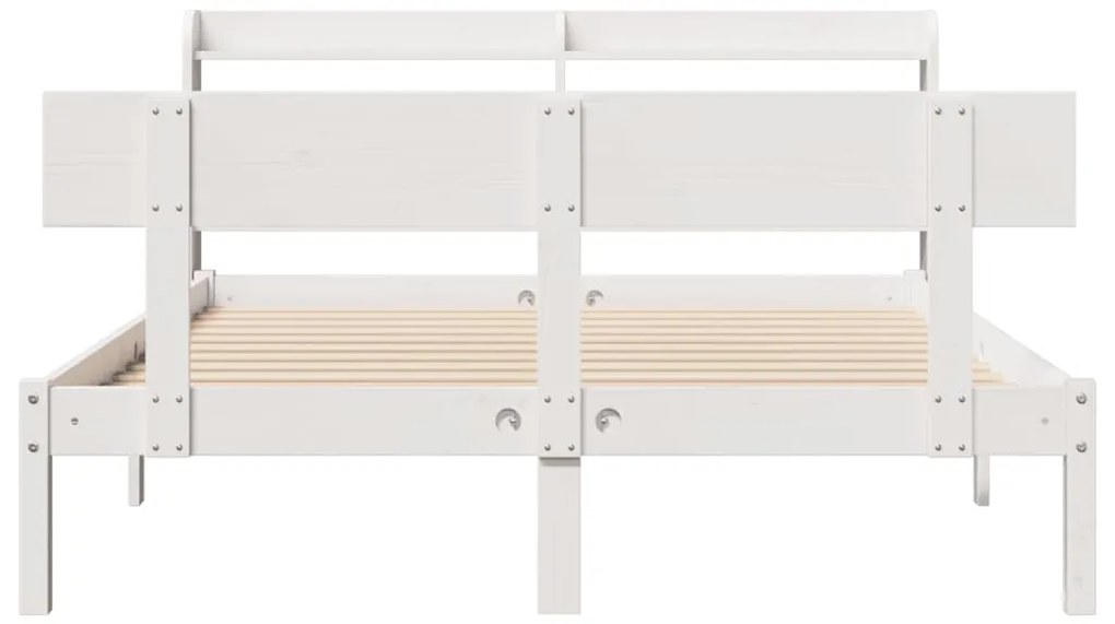 Cama sem colchão 160x200 cm madeira de pinho maciça branco