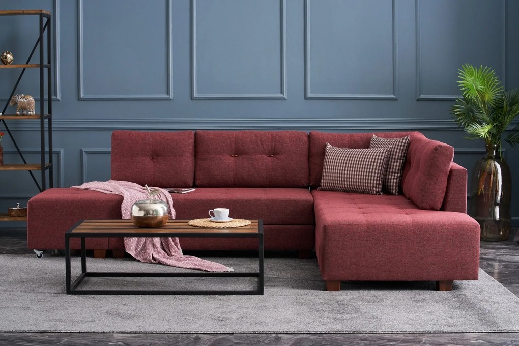 Sofá-cama de Canto Manama – Vermelho Claret – 280 x 85 x 206 cm