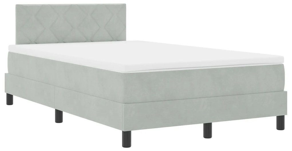 Cama Box com Colchão vidaXL Cinza Claro 120x200 cm Veludo