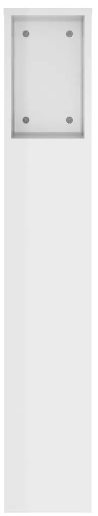 Armário de cabeceira 140x18,5x104,5 cm branco brilhante