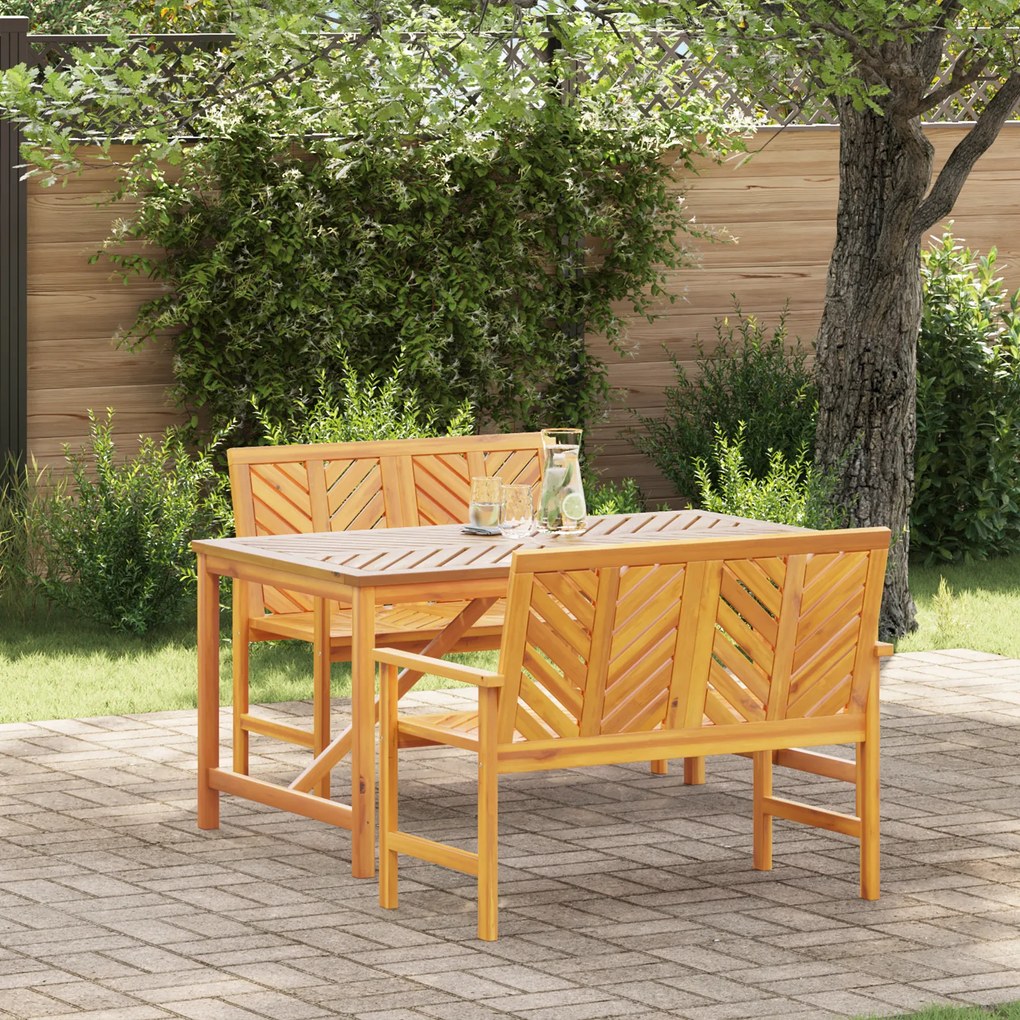 vidaXL Conjunto de Jantar de Jardim 3 Peças Madeira Sólida Acácia