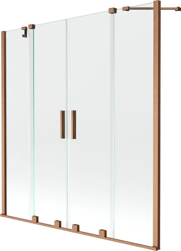 Mexen Velar Duo resguardo de duche de 2 painéis de correr 160 x 150 cm, transparente, cobre escovado - 896-160-000-02-65