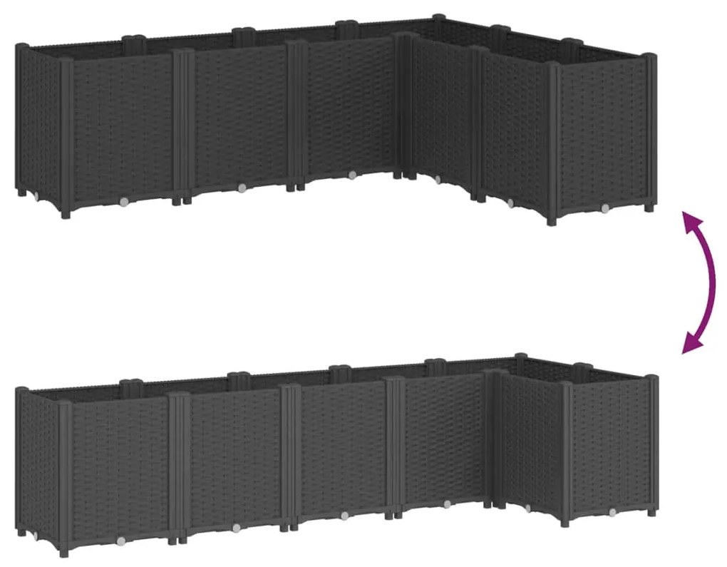 Vaso/floreira 160x120x53 cm PP preto