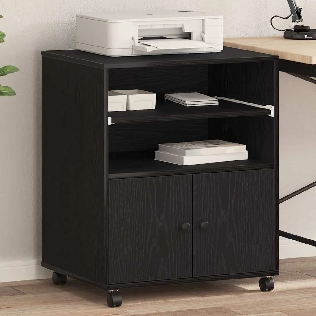 vidaXL Suporte para Impressora Carvalho Preto 60 x 48 x 74 cm