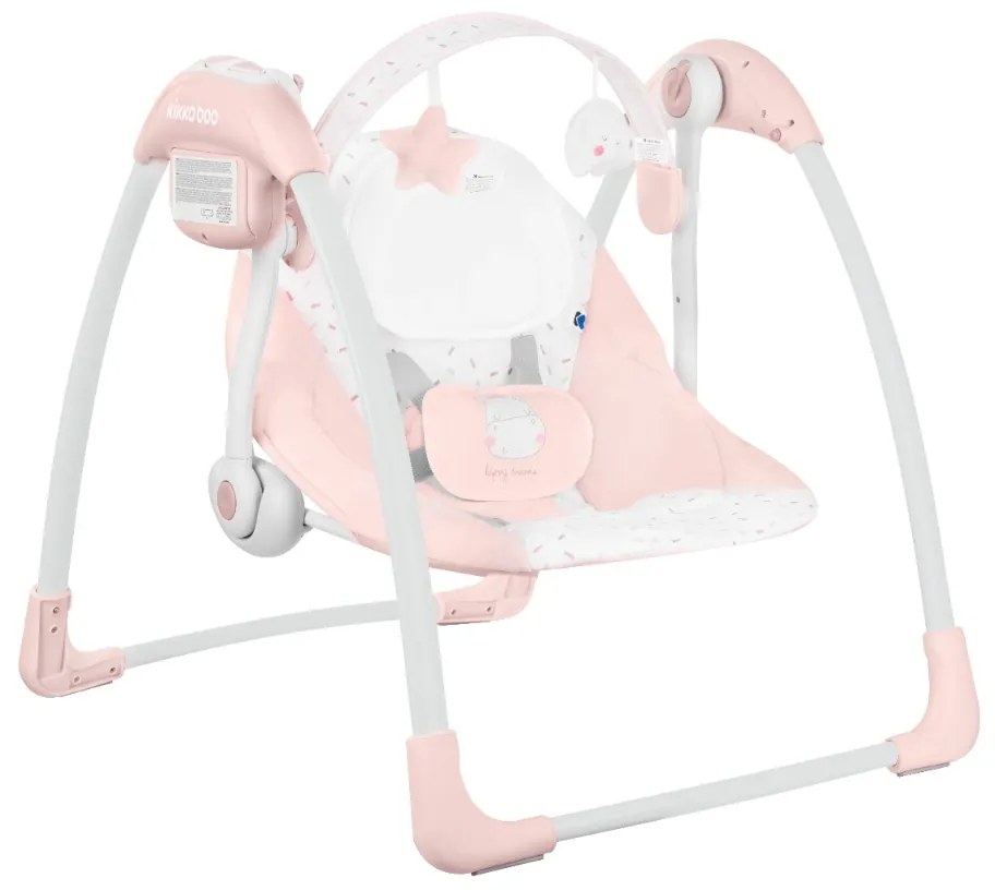 Cadeira baloiço para bebé eléctrico Chillo Hippo Dreams Rosa