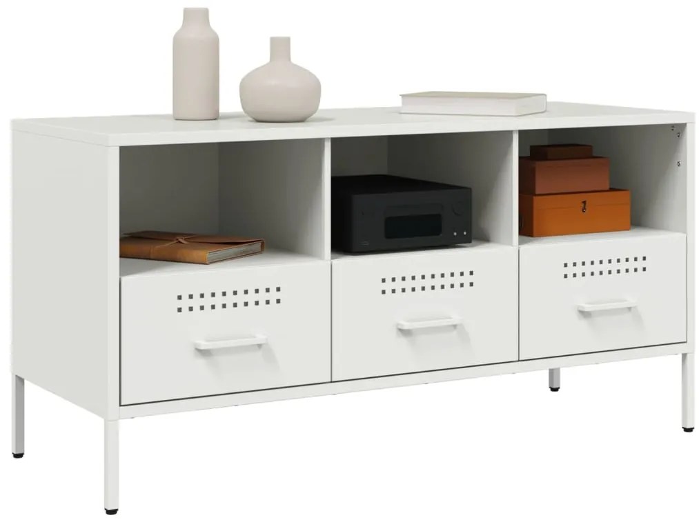 Móvel de TV 100,5x39x50,5 cm aço branco