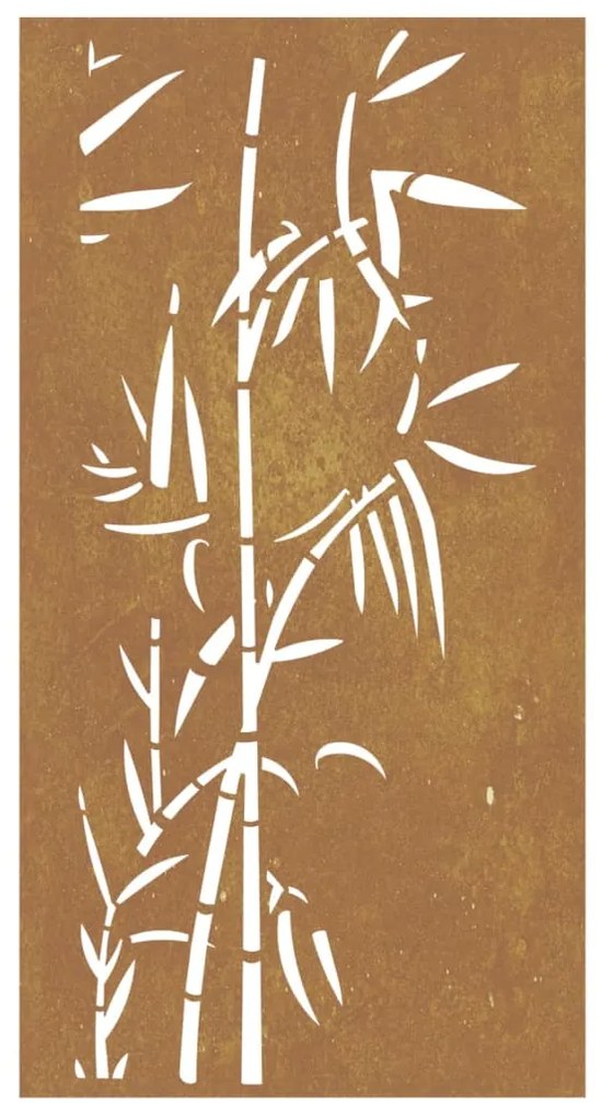 Decoração p/ muro de jardim 105x55 cm aço corten design bambu