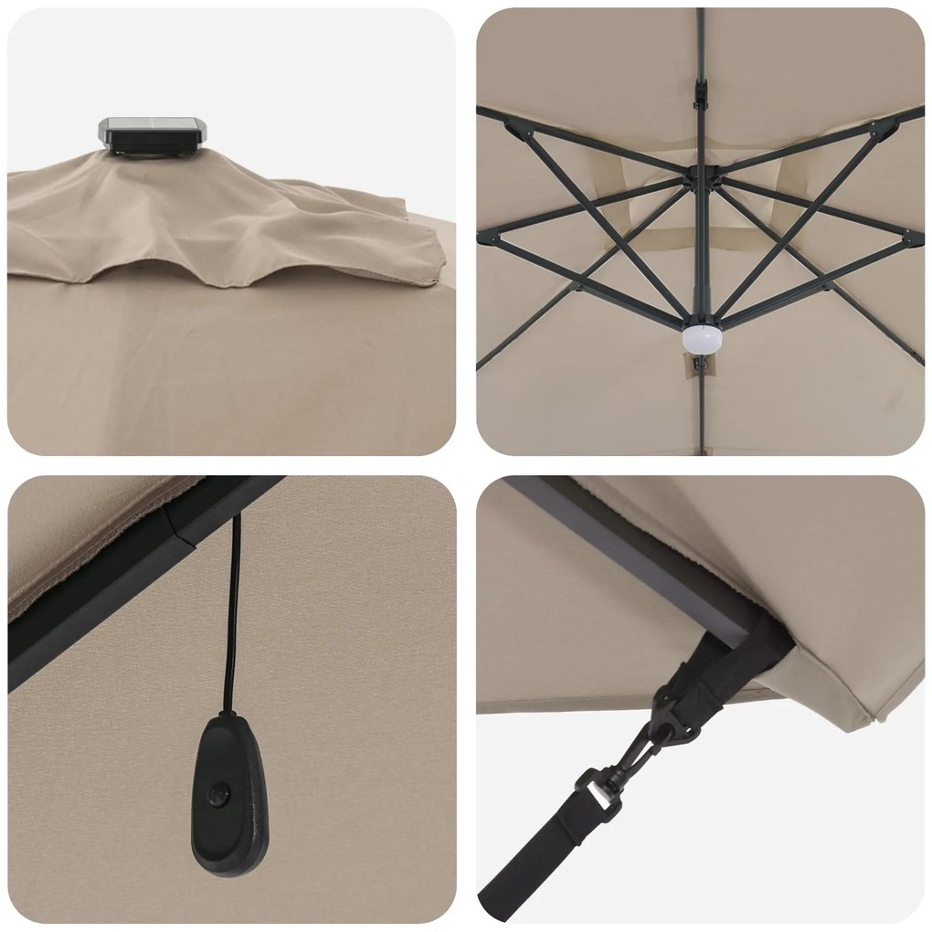 Guarda-sóis Cantilever - Taupe Taupe Tecido Grande