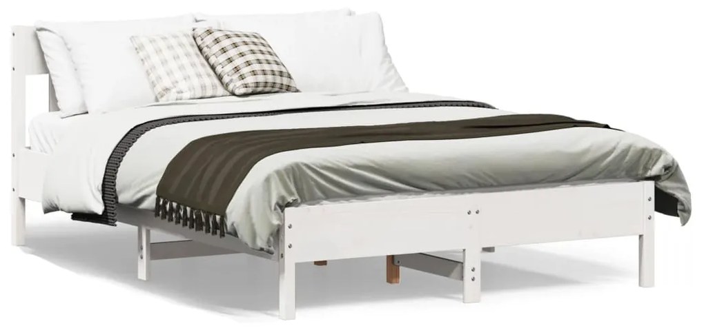 vidaXL Cama sem colchão 140x200 cm madeira de pinho maciça branco
