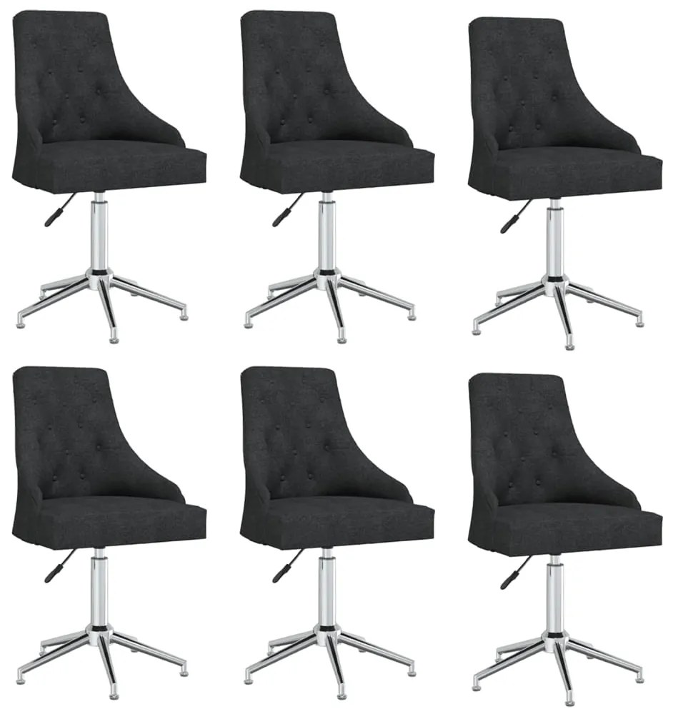 vidaXL Cadeiras de jantar giratórias 6 pcs tecido preto