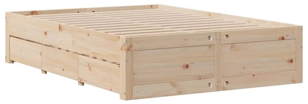 Cama com estante sem colchão 140x190 cm pinho maciço