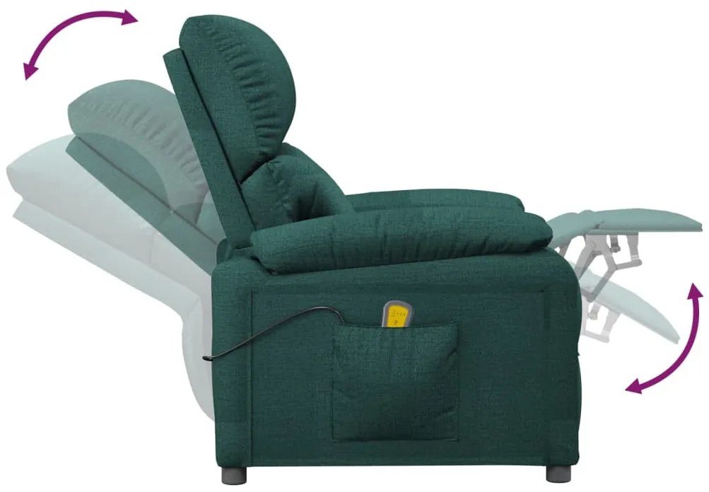 Poltrona de massagens tecido verde-escuro