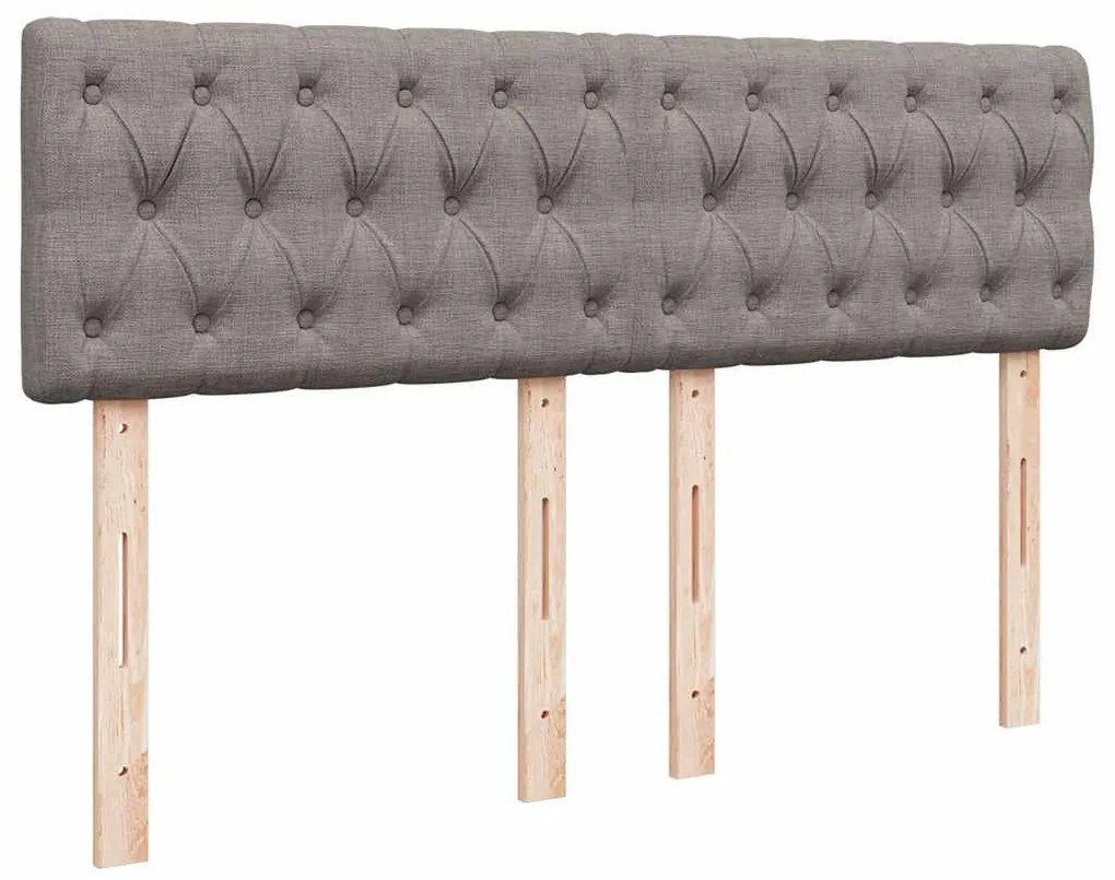 Cama Otomana com Colchão &amp; LEDs Taupe 140x200 cm Tecido