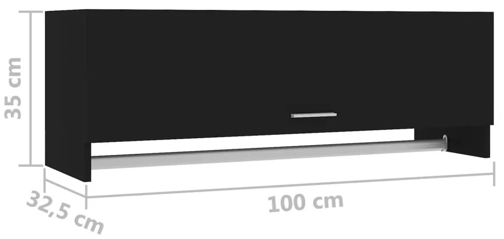 Roupeiro 100x32,5x35 cm derivados de madeira preto