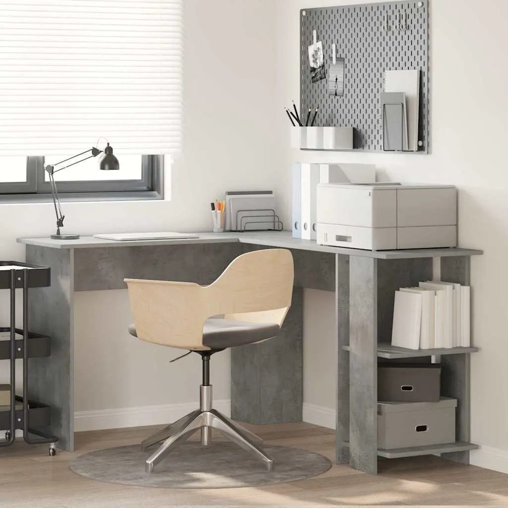 vidaXL Mesa de Canto com Armazenamento em Concreto Cinza 140x113,5x75cm